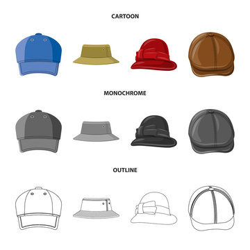 Vector design of headgear and cap icon. Collection of headgear and accessory stock symbol for web.