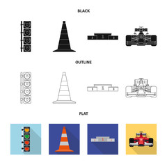 Fototapeta na wymiar Vector illustration of car and rally icon. Collection of car and race stock symbol for web.