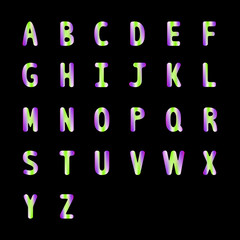Colorful alphabet A to Z with trend colors
