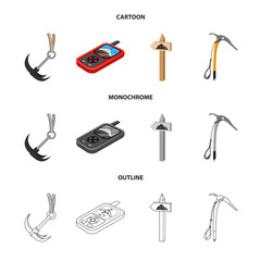 Obraz premium Vector design of mountaineering and peak symbol. Set of mountaineering and camp stock vector illustration.