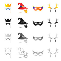 Isolated object of party and birthday sign. Set of party and celebration stock symbol for web.