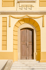 Pecs, Hungary - October 06, 2018: The entrance gate of the building in Pécs