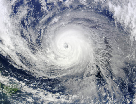 Satellite view of super typhoon. Elements of this image furnished by NASA.