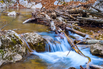 small river in a mountain canyon