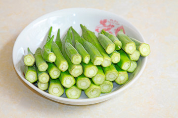 Okra in the dish
