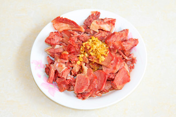 China traditional flavor dishes, garlic donkey meat