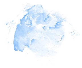 Fototapeta premium Abstract watercolor background hand-drawn on paper. Volumetric smoke elements. Blue, Marina color. For design, web, card, text, decoration, surfaces.