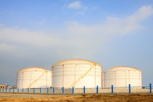 White oil tanks