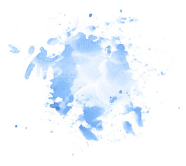 Abstract watercolor background hand-drawn on paper. Volumetric smoke elements. Blue, Marina color. For design, web, card, text, decoration, surfaces.