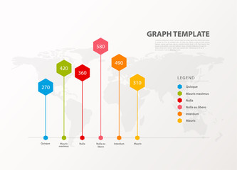Infographic illustration vector background colorful graph with hexagons and figures inside.