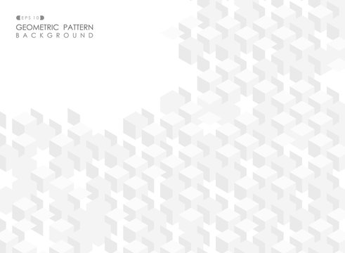 Abstract of gradient gray cube sqaure geometric pattern cover background. 