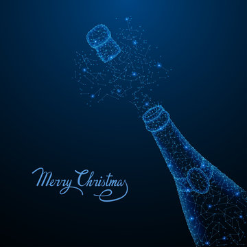 Christmas Low poly champagne explosion