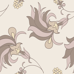 Tropical seamless pattern with blue exotic flowers scattered random