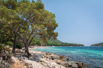 Mallorca, Spain - July 19, 2013: View of Playa de Formentor (Platja de Formentor)