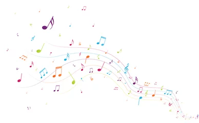Rolgordijnen Colorful music notes background © radenmas