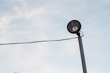 street lamp on blue sky