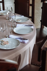 wedding champagne glasses in a restaurant