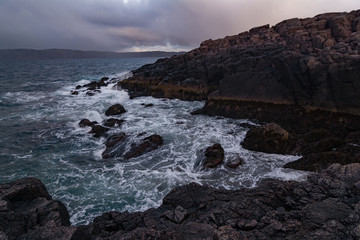 rocky coast ocean wave rage. Melanholic and depression concept