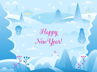 Winter landscape background for banner, greeting card, poster and advertising.