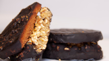 layers in biscuits, round biscuits closeup