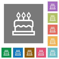 Birthday cake square flat icons