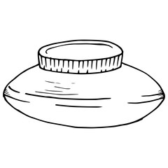 Jar with cream icon. Vector illustration of a jar with a cosmetic. Hand drawn cosmetic cream jar.