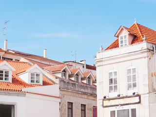 Lisbon Portugal architecture. City view. Retro buildings. 