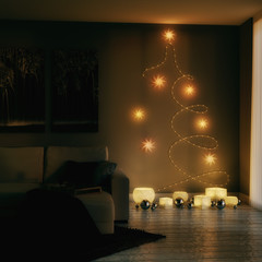 Wohnzimmer mit weihnachtlicher Dekoration - 3D render - 236755343