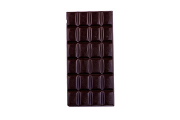 Dark chocolate bar isolated on white background