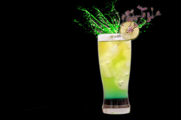 Alcoholic cocktail and cocktail water splash background