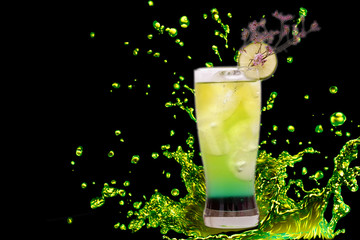 Alcoholic cocktail and cocktail water splash background