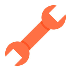 Wrench. Tool wrench. Vector illustration of a wrench. Orange wrench. 