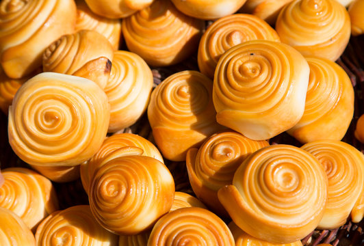 Dairy product, smoked cheese spirals, called parenyica.