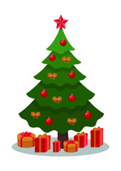  Illustration of a christmas tree with gifts.