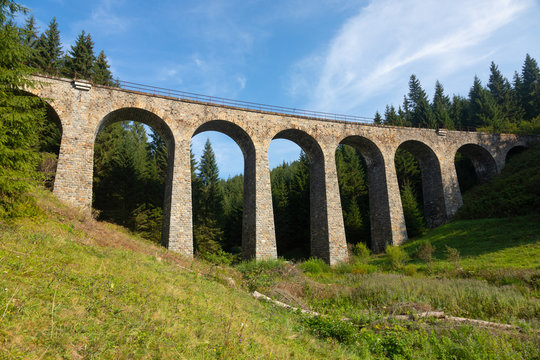 The Chmarossky viaduct, old railway bridge, Telgart, Slovakia