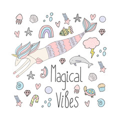 Mermaid unicorn cute print. Magical vibes