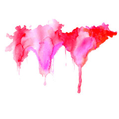 Bright watercolor pink-red stain drips. Abstract illustration on a white background. Vector - 236762158