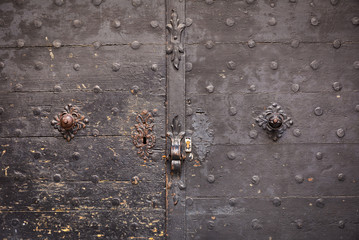 Historic door with ornaments in the old town of Salzburg, Austria