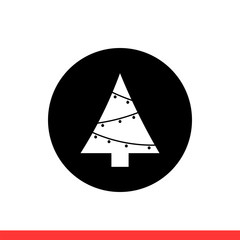 Christmas tree icon vector, new year symbol sign
