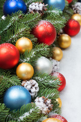 christmas decoration on snow background