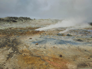 Geothermal area at Hverir in the north of Iceland