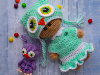 Christmas gift, toy funny owl, little and big
