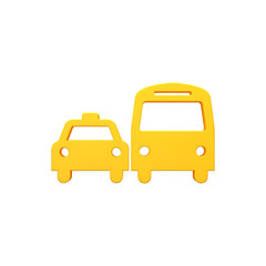 Car and bus 3d volumetric icon image isolated illustration