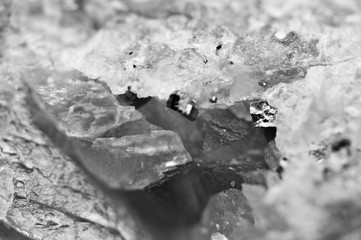 Crystals Rhodochrosite with particles of Pyrite. Black-and white  texture of mineral for...