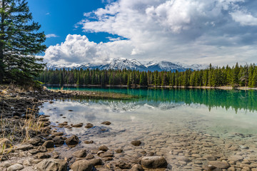 View in Lake annette in Jasper national park