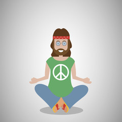 Vector art with character - Hippie man.