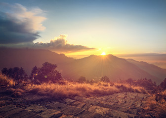 Sunrise from Poon Hill viewpoint in Nepal