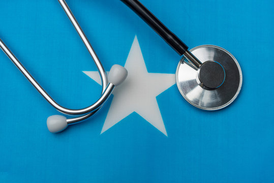 Somali Flag And Stethoscope. The Concept Of Medicine.