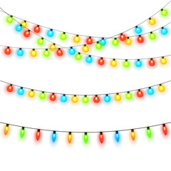 Christmas lights. Colorful Xmas garland. 