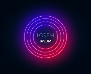 Neon futuristic round frame for text. Can be used as a background.